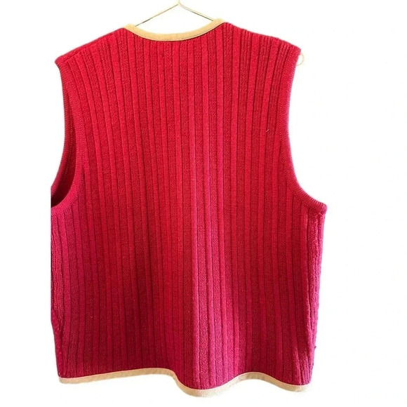 Vintage Pendleton Women's Red Wool Button Down V-Neck Sweater Vest Size XL - Picture 4 of 5